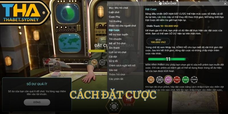 Chiến Tranh Thabet – Game bài Live Casino đơn giản dễ thắng 3 Cách đặt cược trong trò Chiến Tranh