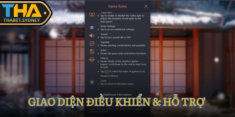 Sự Báo Thù Của Geisha – Game slot Nhật Bản tại Thabet 3 Giao diện điều khiển & hỗ trợ trong game Sự Báo Thù Của Geisha